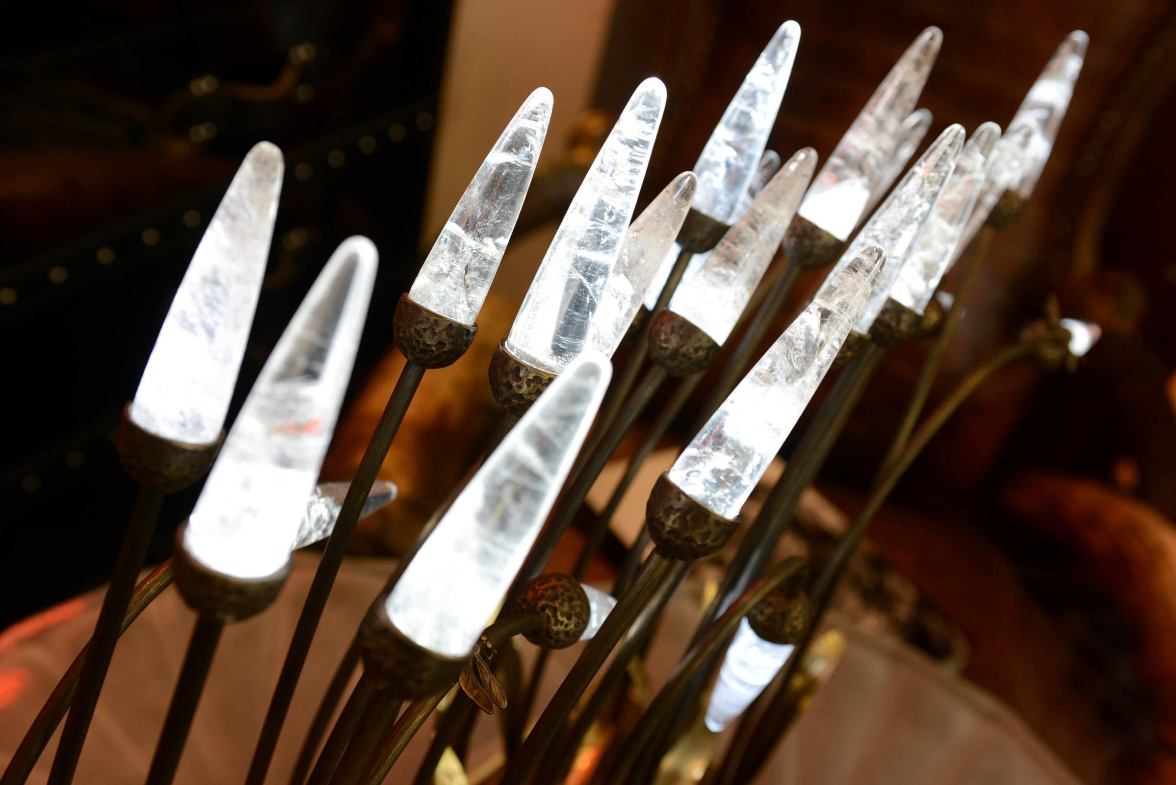 Crystal Rock Reeds Table Lamp with Crystal Rock and Bronze 2