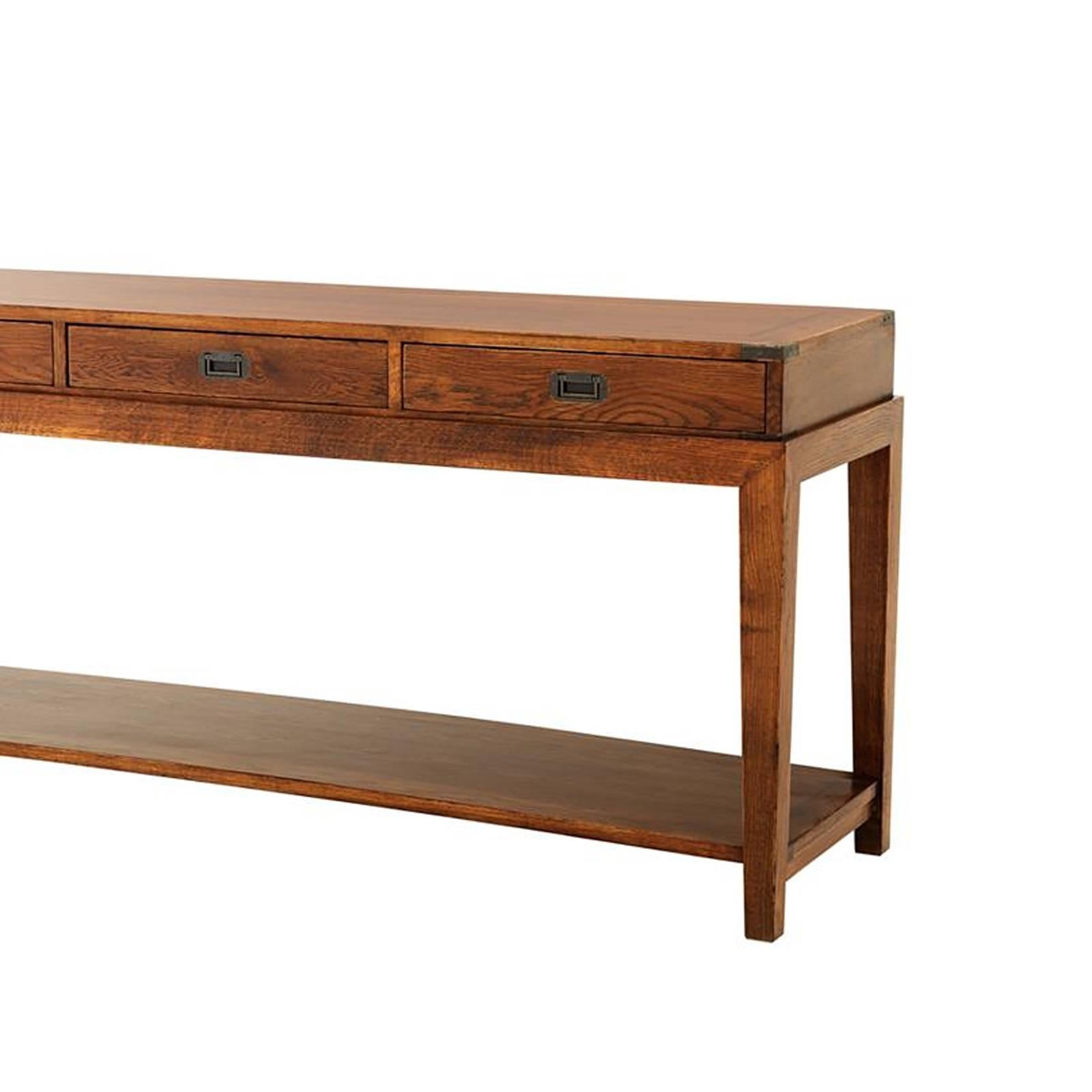Indonesian GI Console Table in Antique Oak