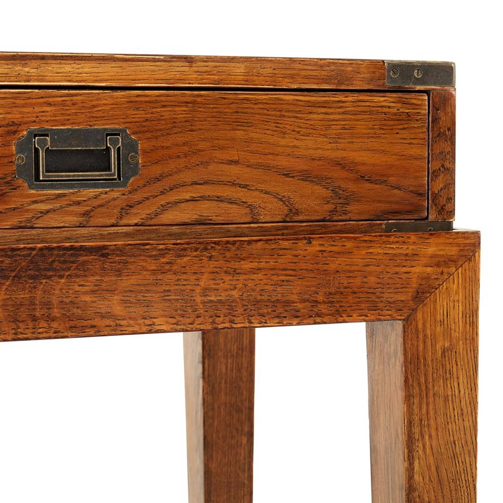 Polished GI Console Table in Antique Oak