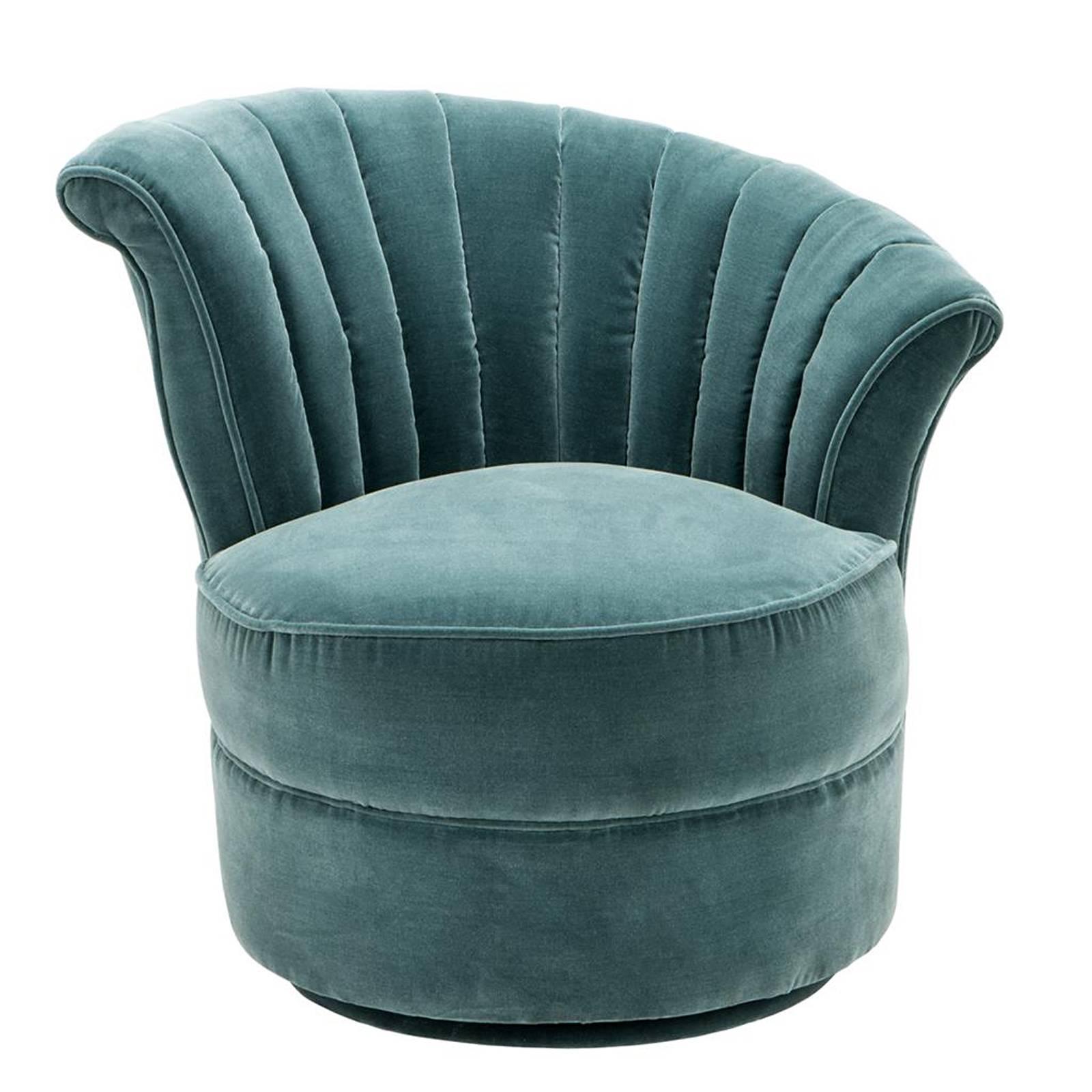 Wing Chair Right with Turquoise or Black Velvet Fabric