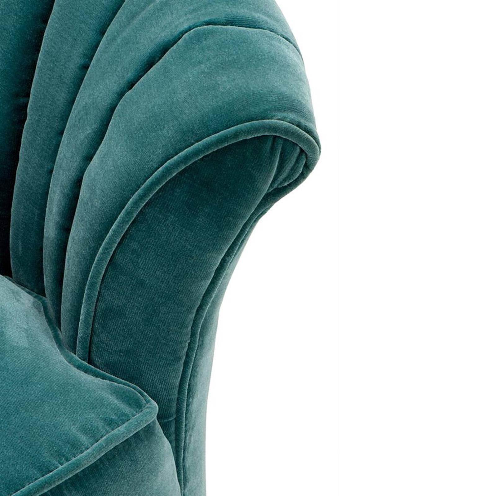 Chinese Wing Chair Right with Turquoise or Black Velvet Fabric