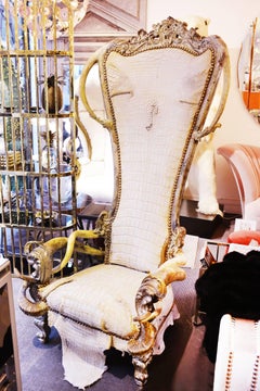 Croco White King Armchair