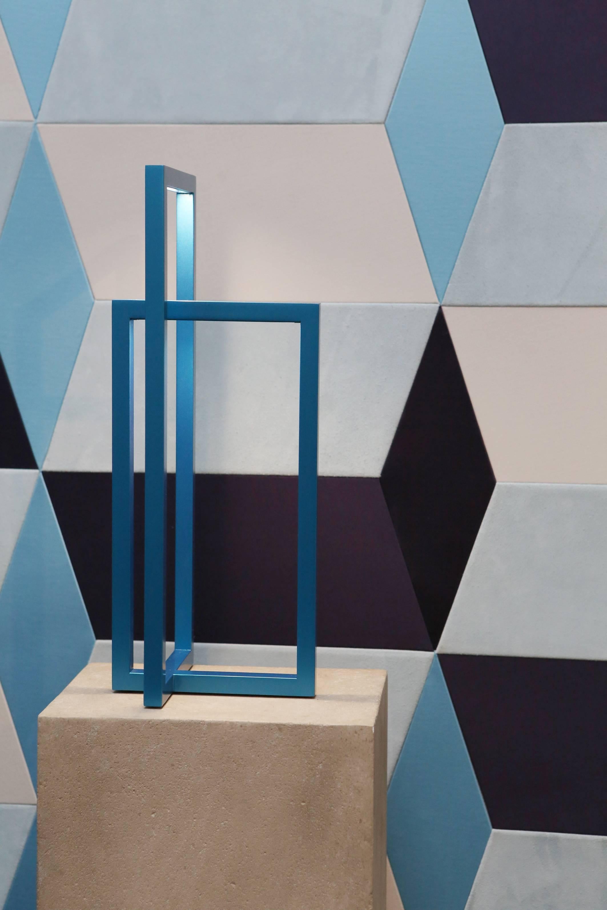 Aluminum 21st Century Lamp, Brass and Blue Lacquered n° 7/8 limited edition For Sale