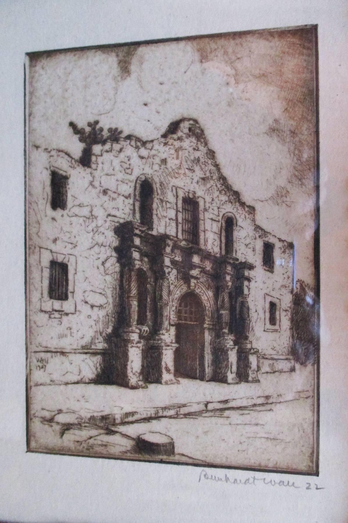 The Alamo in San Antonio Texas, Etching 1921, Bernhardt Wall For Sale 4