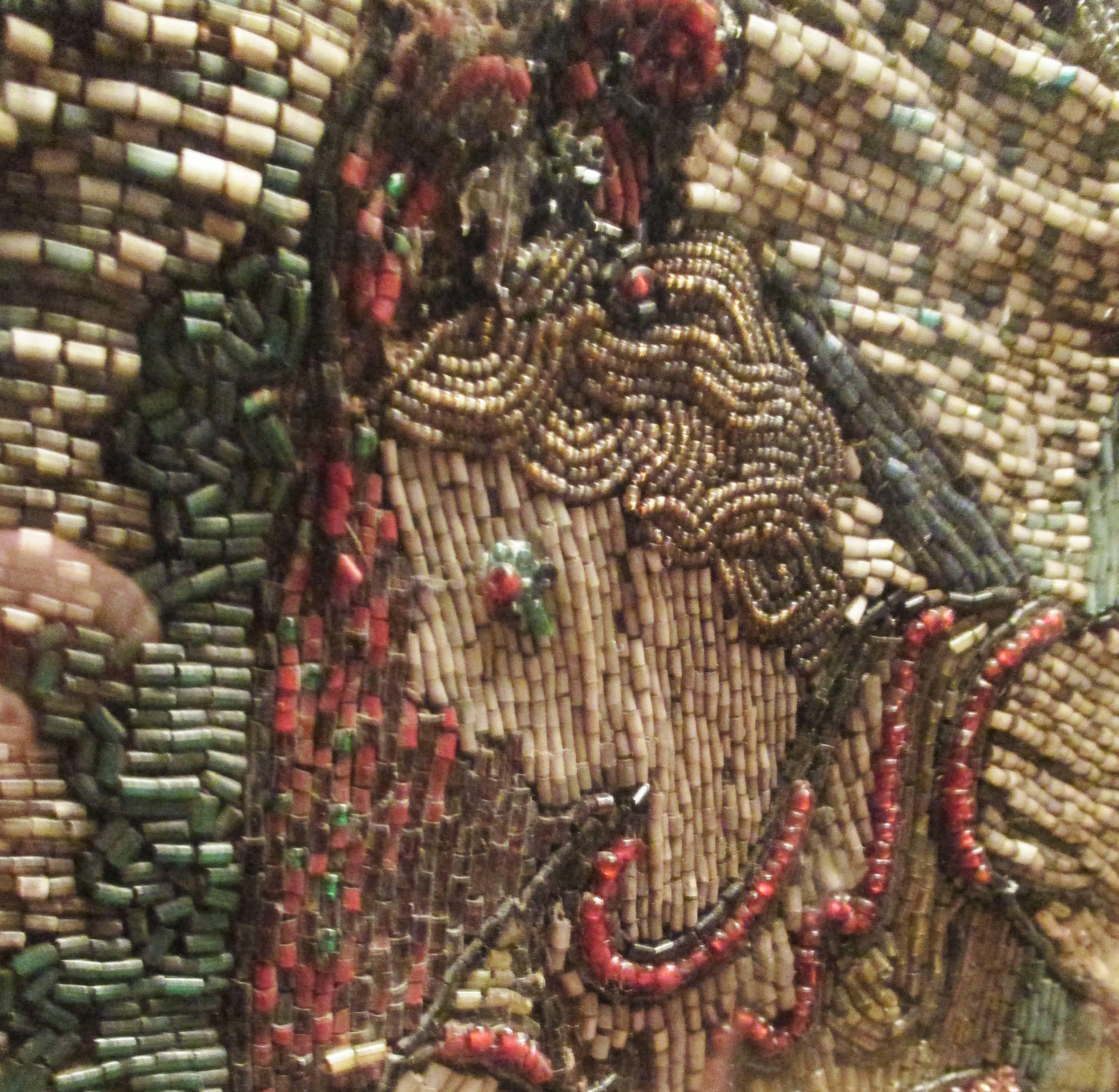 Large Antique Beadwork Panel Depicting Religious Scene For Sale 4