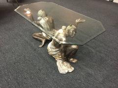 Exceptional Silvered Wood Blackamoor Table, circa 1950