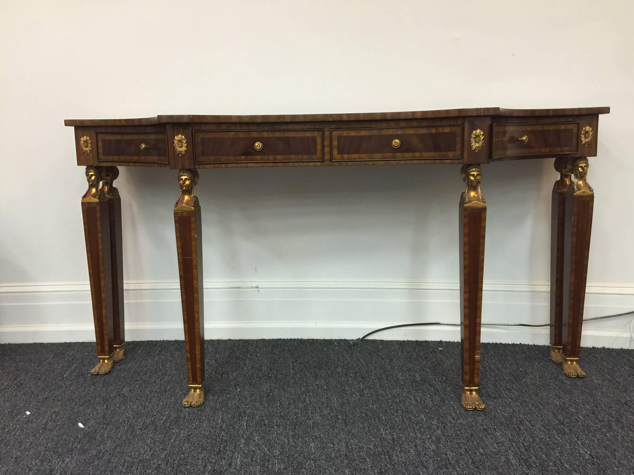 Handsome Pair of Neoclassical Style Signed Maitland-Smith Console Tables In Good Condition For Sale In Mount Penn, PA