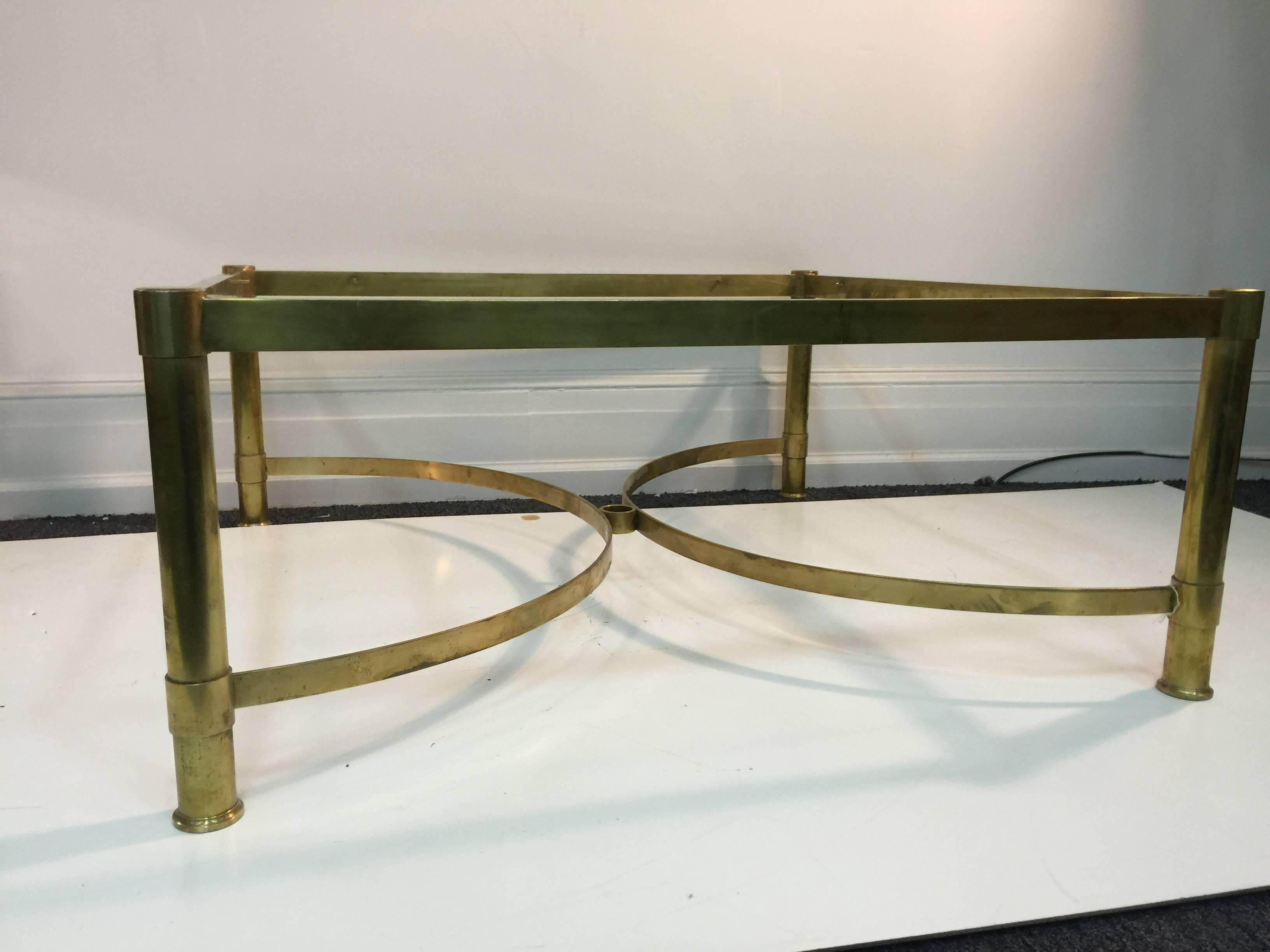 A 1970s Italian brass coffee or cocktail table in the style of Pierre Cardin.