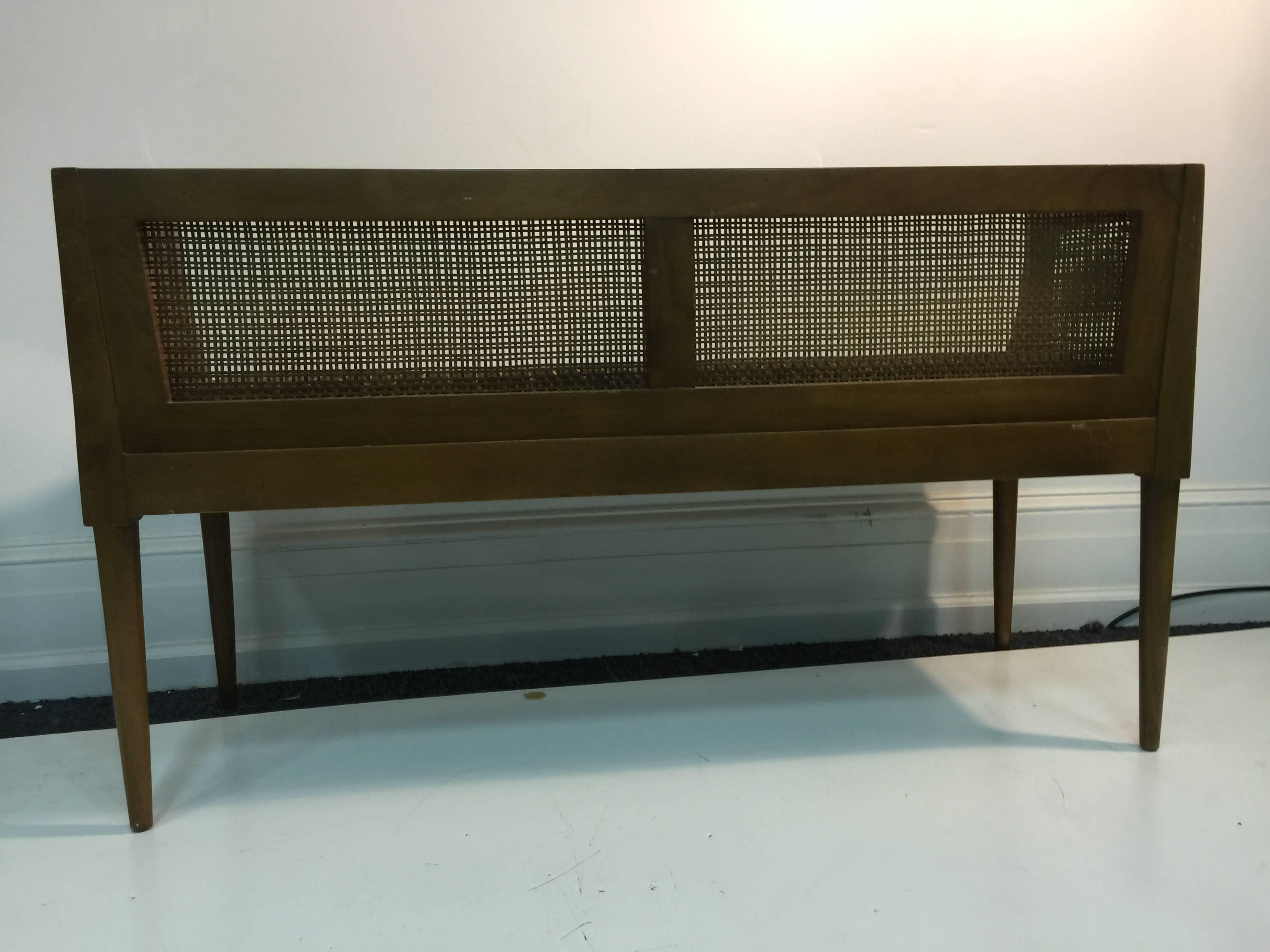 Danish Modern 1960s  Dunbar Style Cane Window Bench For Sale 1