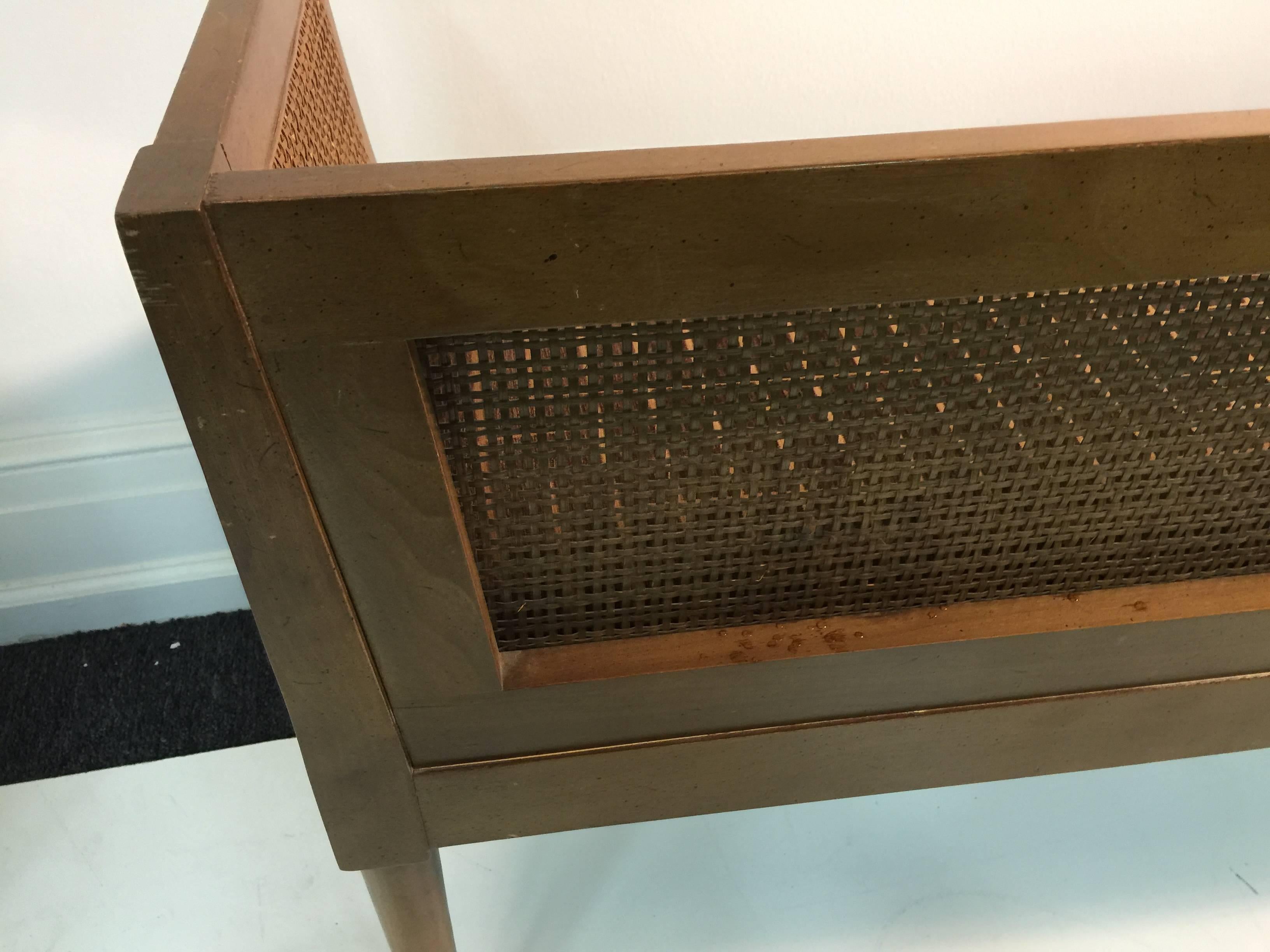 Danish Modern 1960s  Dunbar Style Cane Window Bench For Sale 3