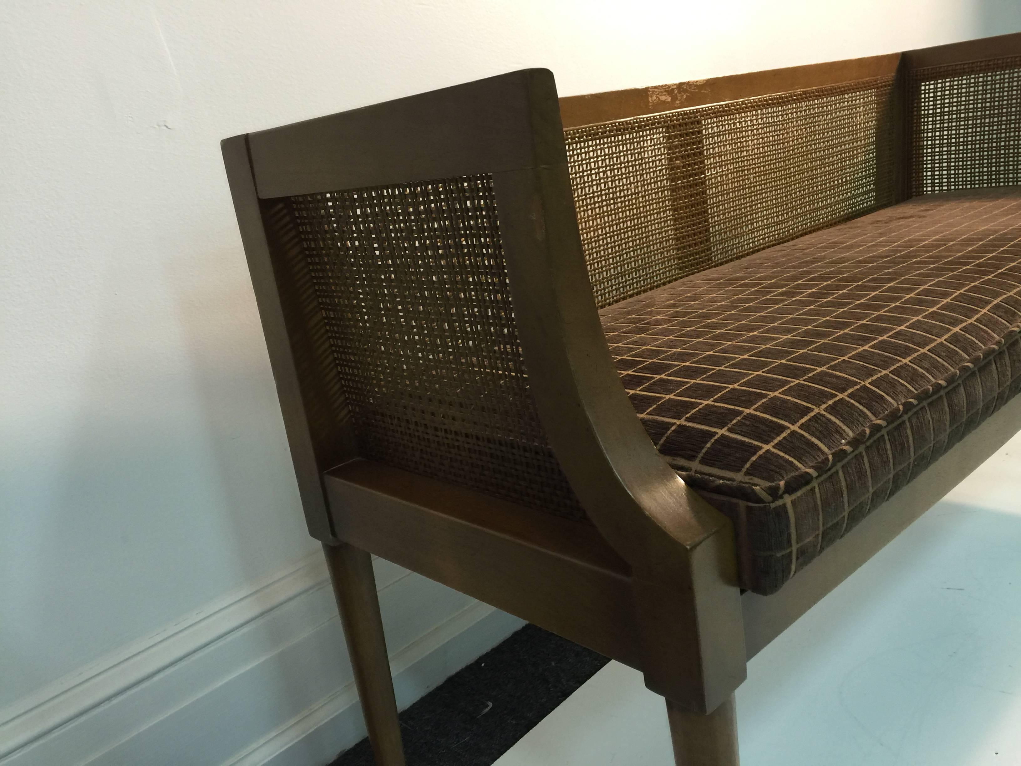 Danish Modern 1960s  Dunbar Style Cane Window Bench For Sale 4