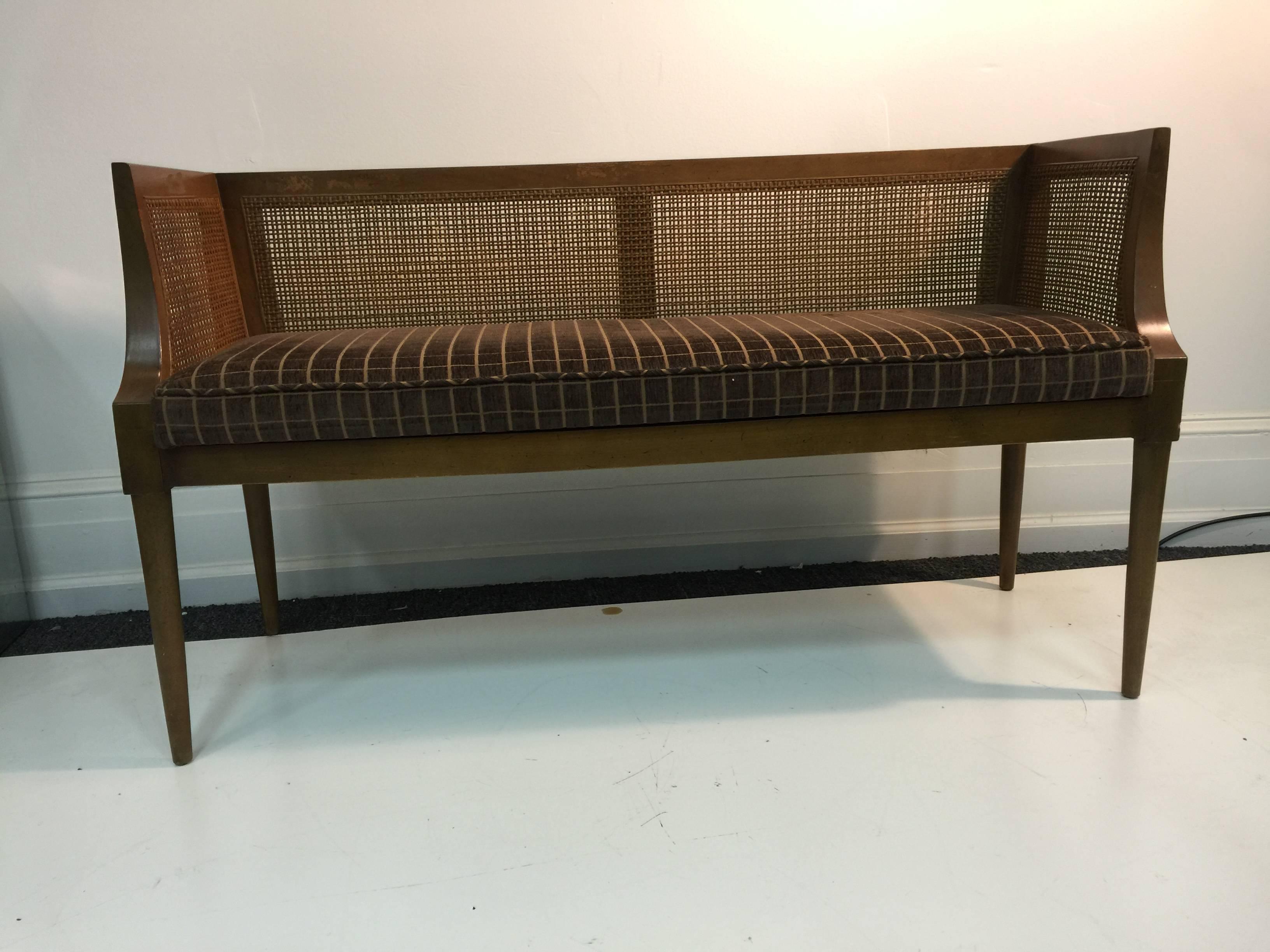 Scandinavian Modern Danish Modern 1960s  Dunbar Style Cane Window Bench For Sale