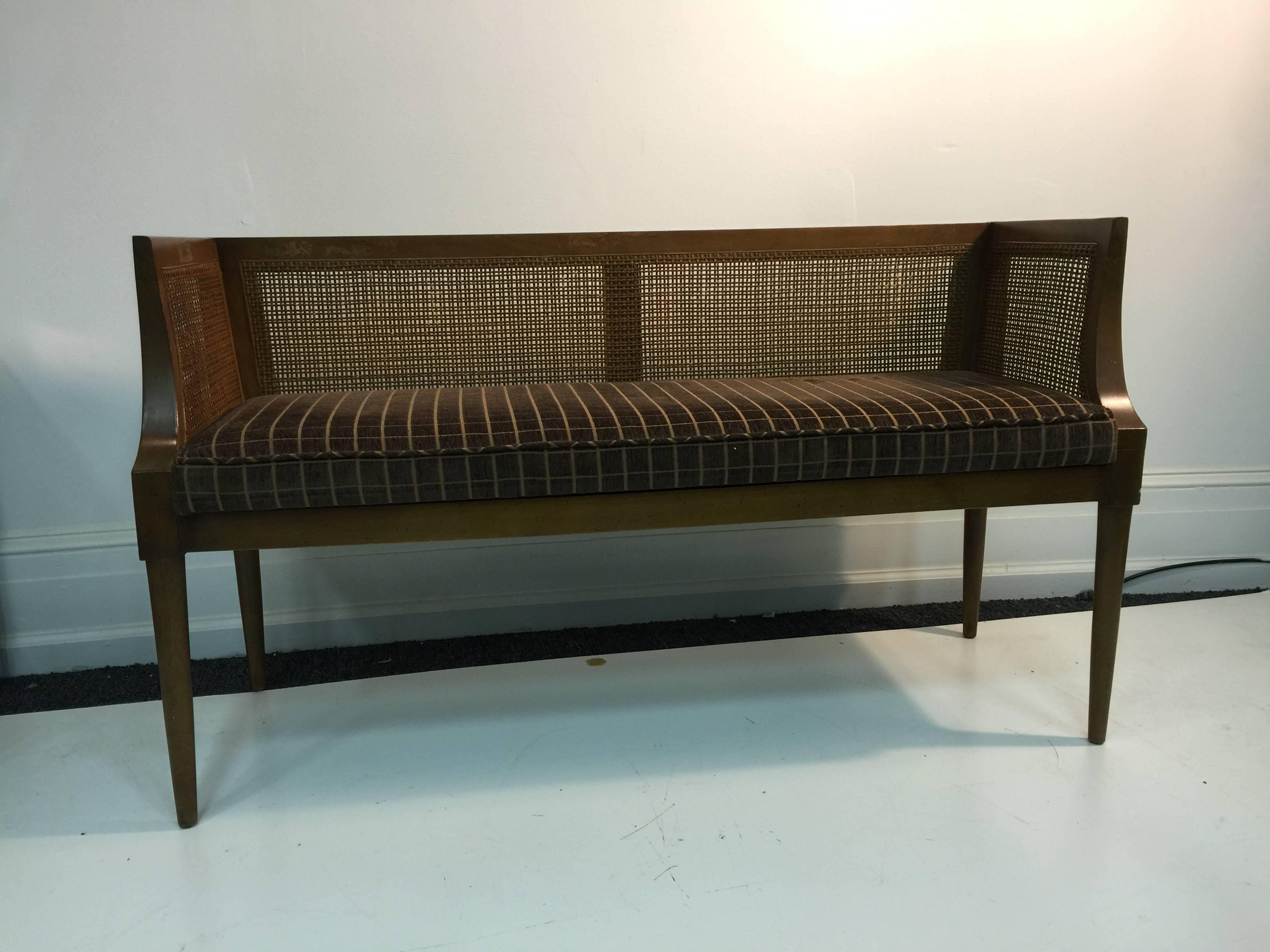 Danish Modern 1960s  Dunbar Style Cane Window Bench For Sale 5