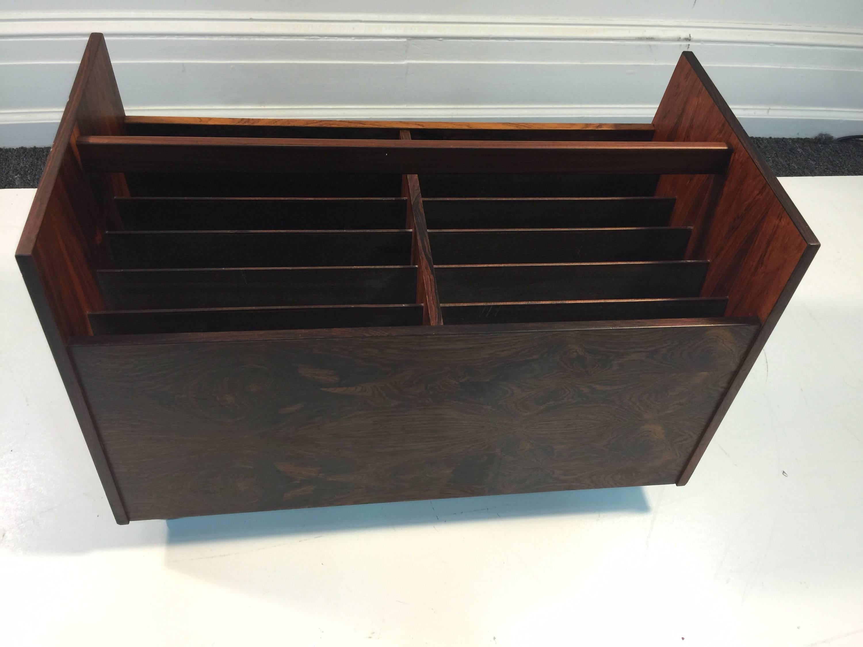 Magnificent Rolf Hesland Magazine Rack in Rosewood by Bruksbo In Good Condition For Sale In Mount Penn, PA