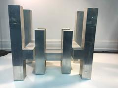 Paul Evans Style Aluminum Geometric Cityscape Dining Room Table