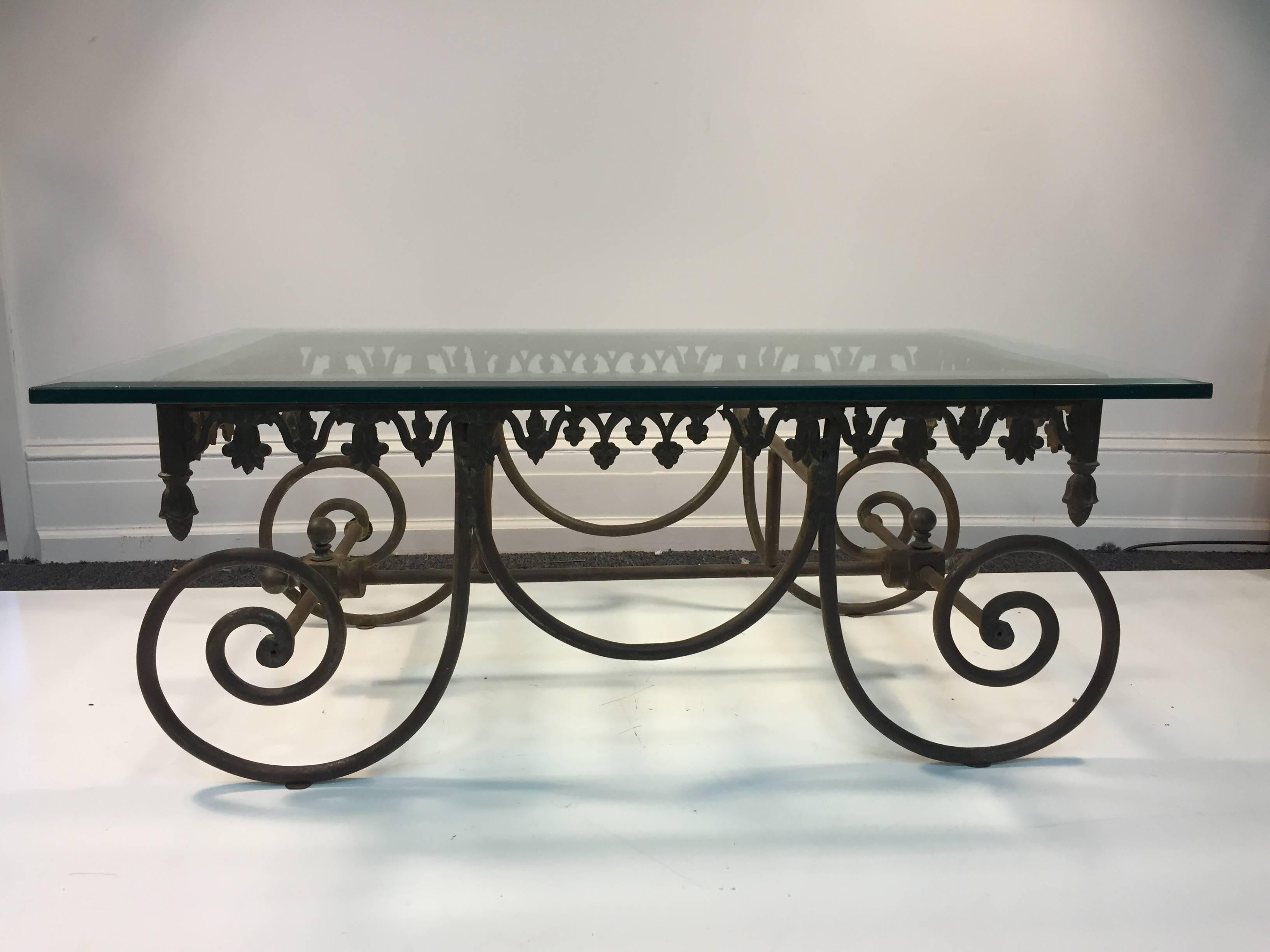 Exceptional 19th Century Wrought Iron French Bakers Table For Sale 1