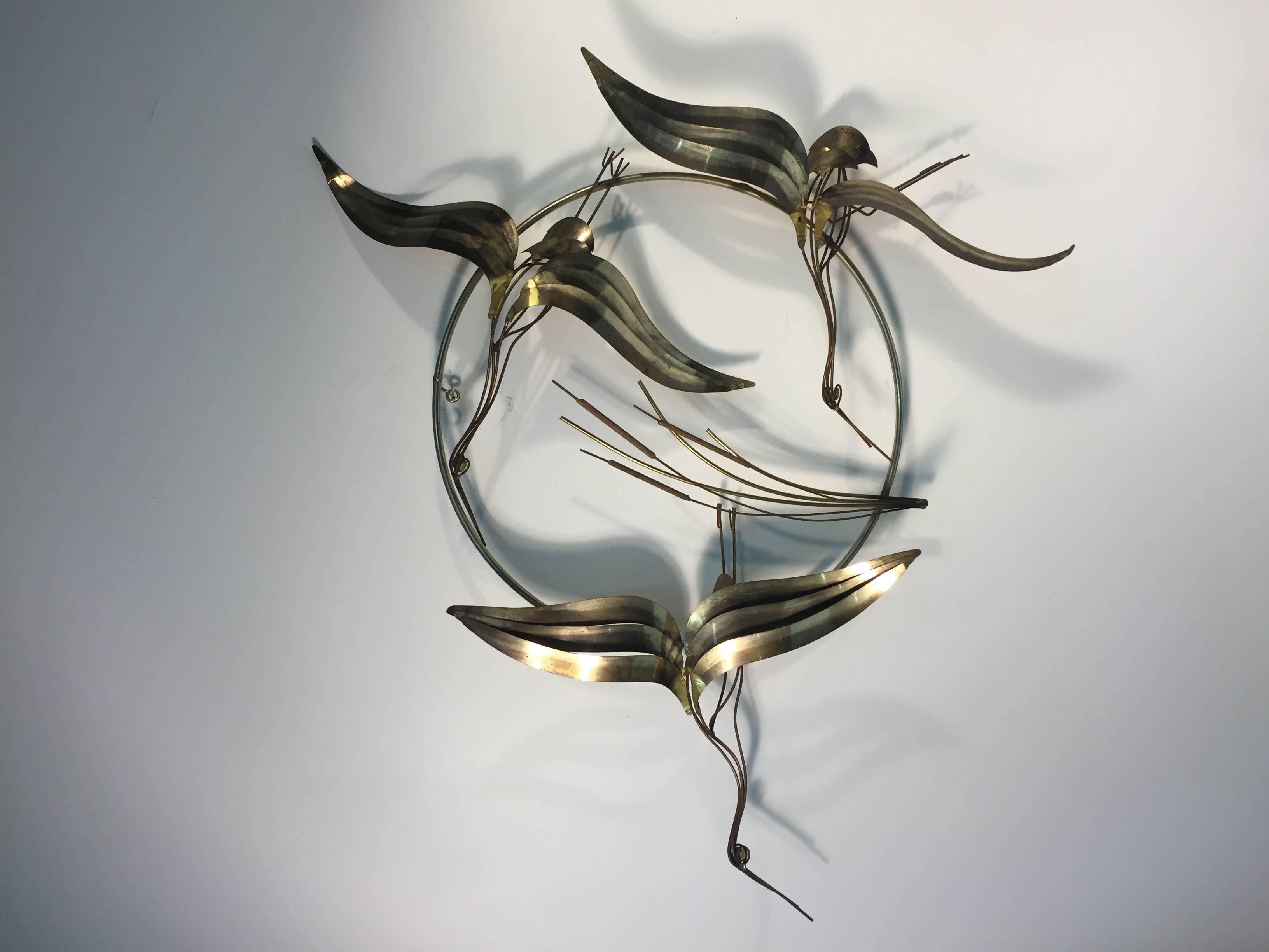 American Beautiful Bird Wall Sculpture by Curtis Jere, 1983 For Sale