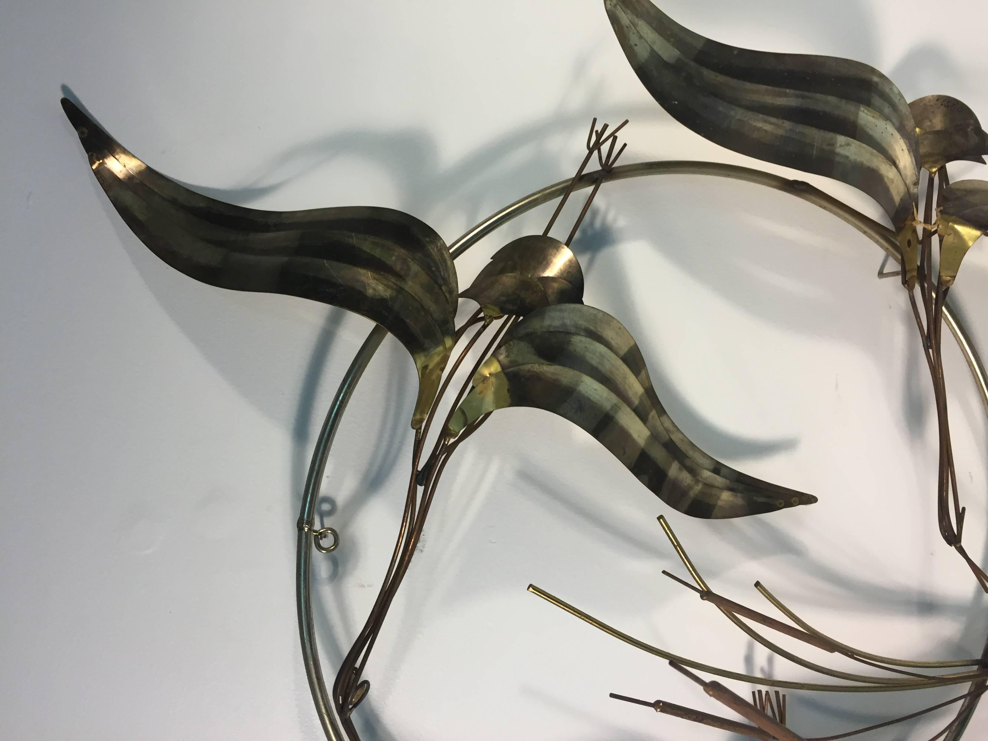 20th Century Beautiful Bird Wall Sculpture by Curtis Jere, 1983 For Sale