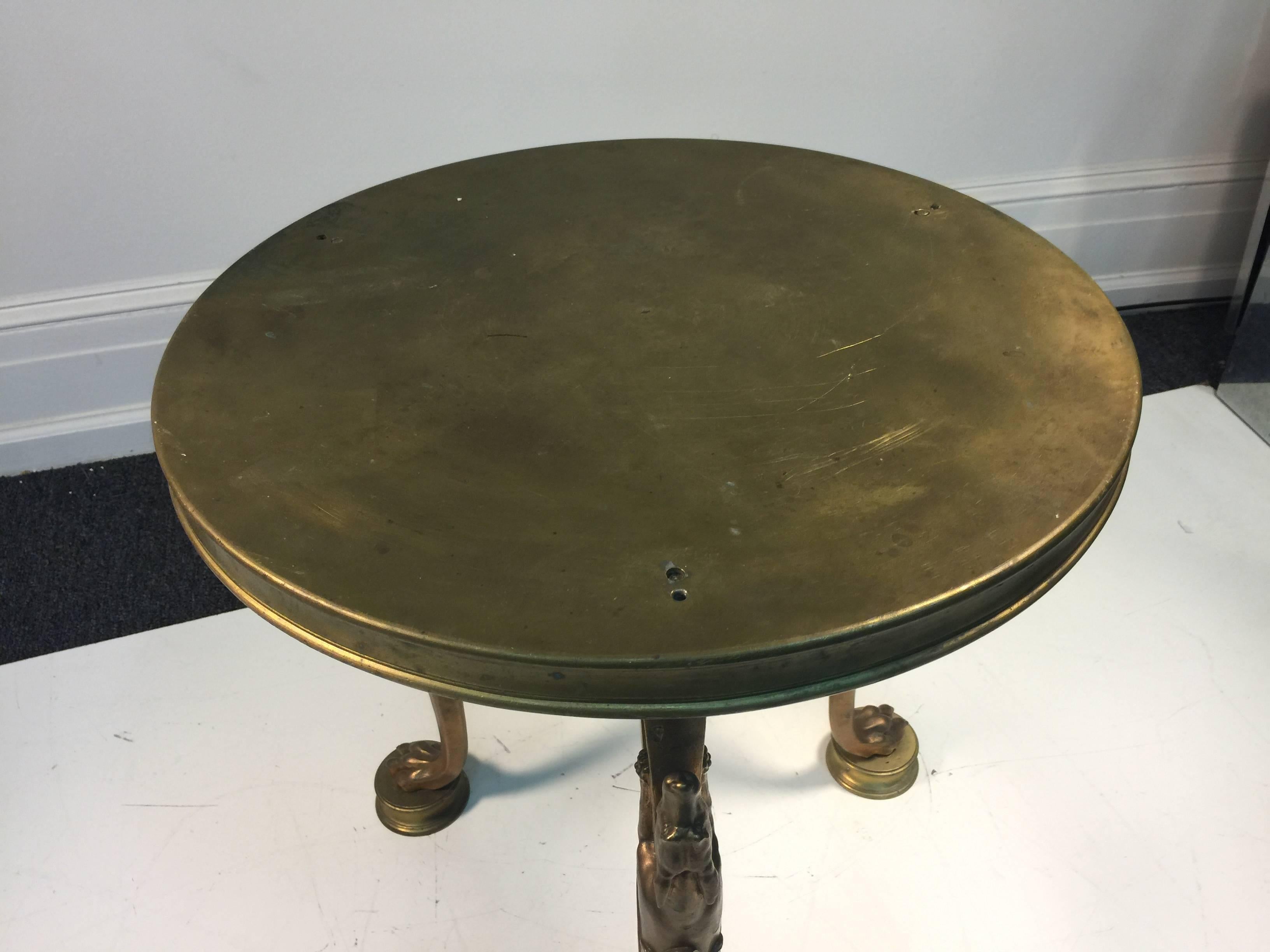 Neoclassical Style Bronze Table with Panthers in the Manner of Cartier In Good Condition For Sale In Mount Penn, PA