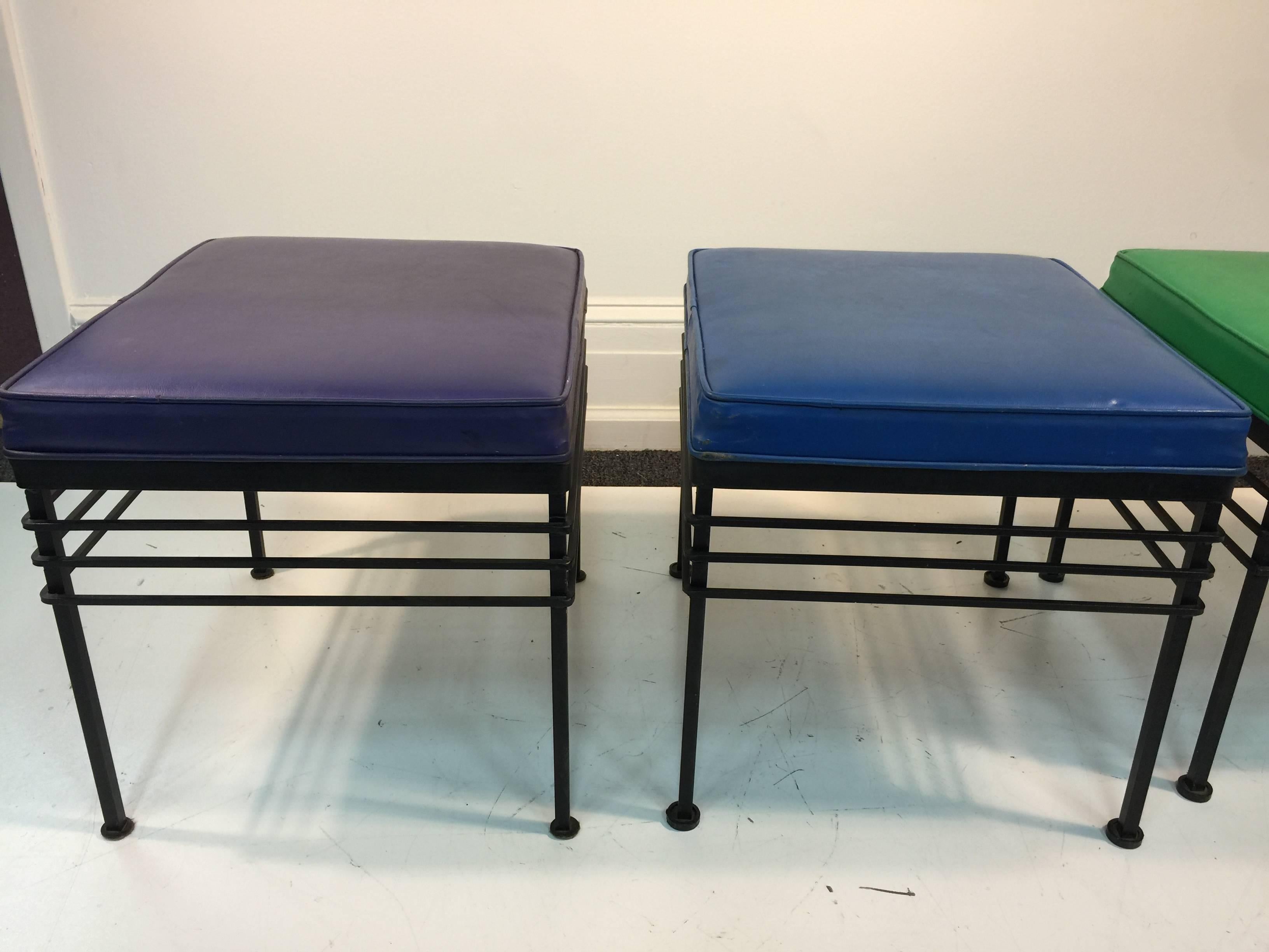 Modern Super Set of Three Paul McCobb Style Stools or Benches, circa 1970 For Sale