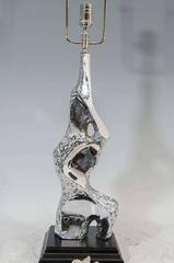 Brutalist Pair of Chrome Table Lamps by Laurel, circa 1970