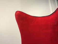 Exceptional Modernist Red/Black Settee Attributed to Jean Royere