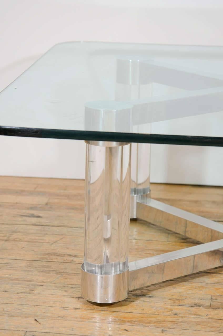 Modern Sensational Karl Springer Style Coffee or Cocktail Table in Lucite and Chrome For Sale