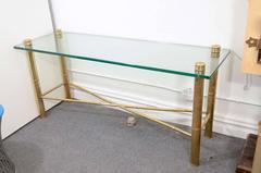 Beautiful Brass Faux Bamboo Console Table, circa 1970