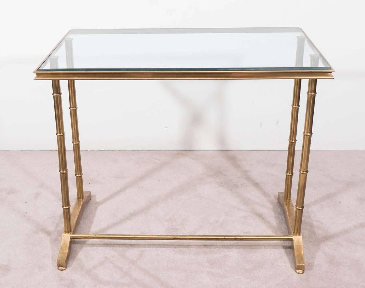 Brass Fabulous French Faux Bamboo Nesting or Stacking Tables, circa 1960 For Sale