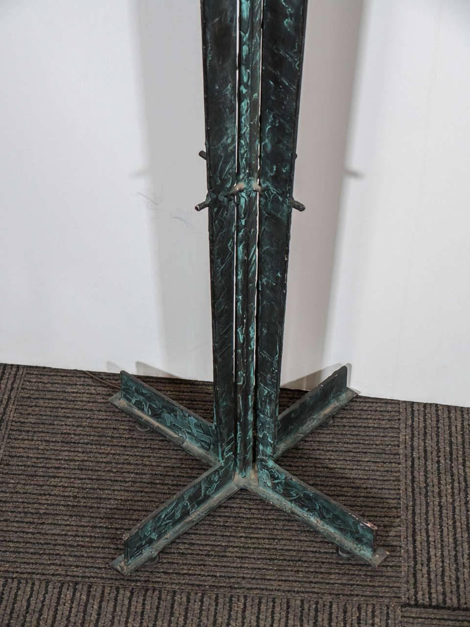 Amazing Art Deco Style Bronze Torchiere with Stone Shade, circa 1970 1