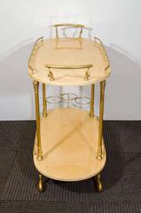 Gorgeous Italian Lacquered Goatskin Bar Cart by Aldo Tura