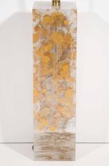 Stunning Romeo Paris Table Lamp in Solid Lucite with Gold Inclusions