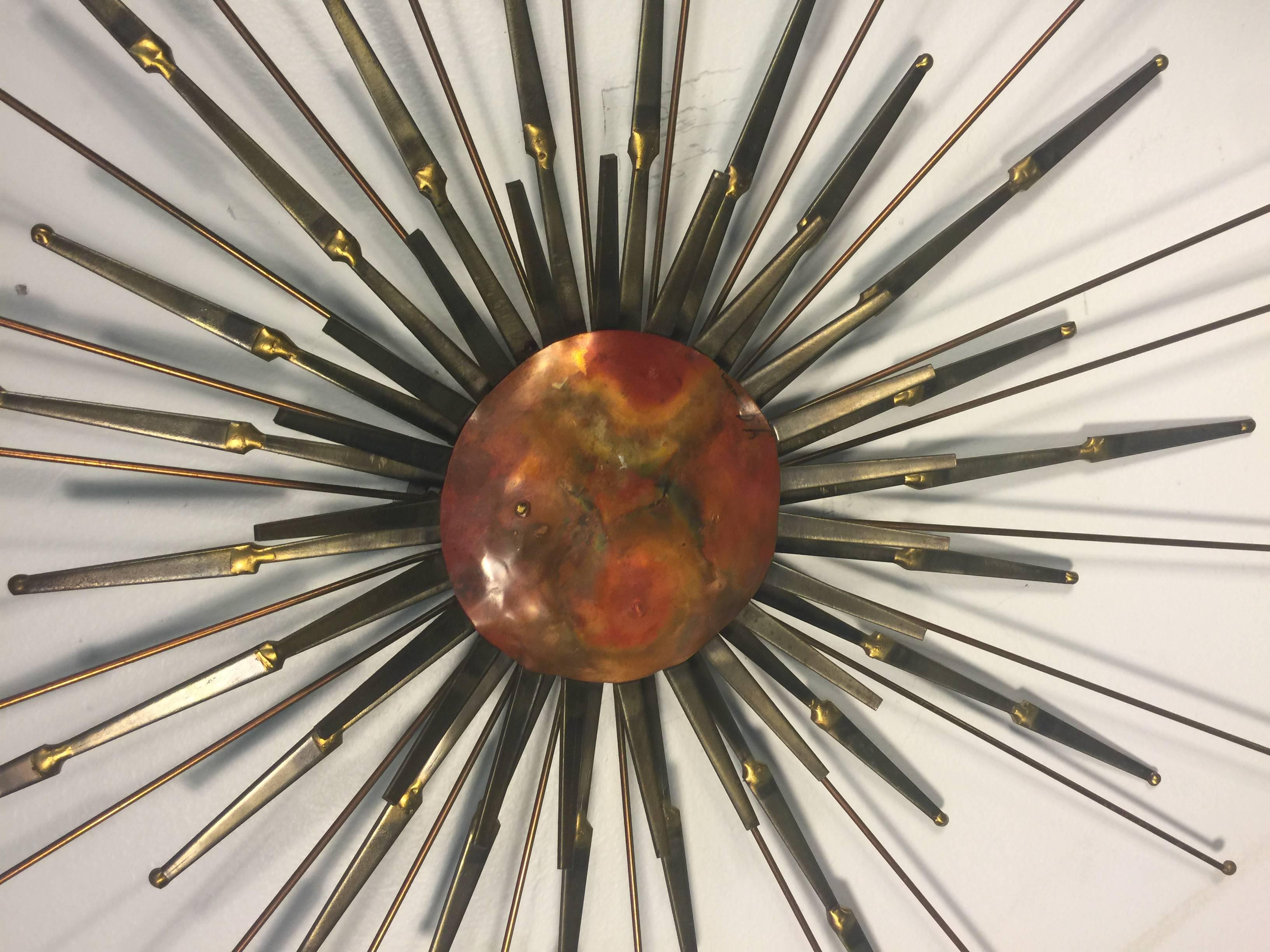 American Striking Sunburst Wall-Mounted Sculpture by Curtis Jere