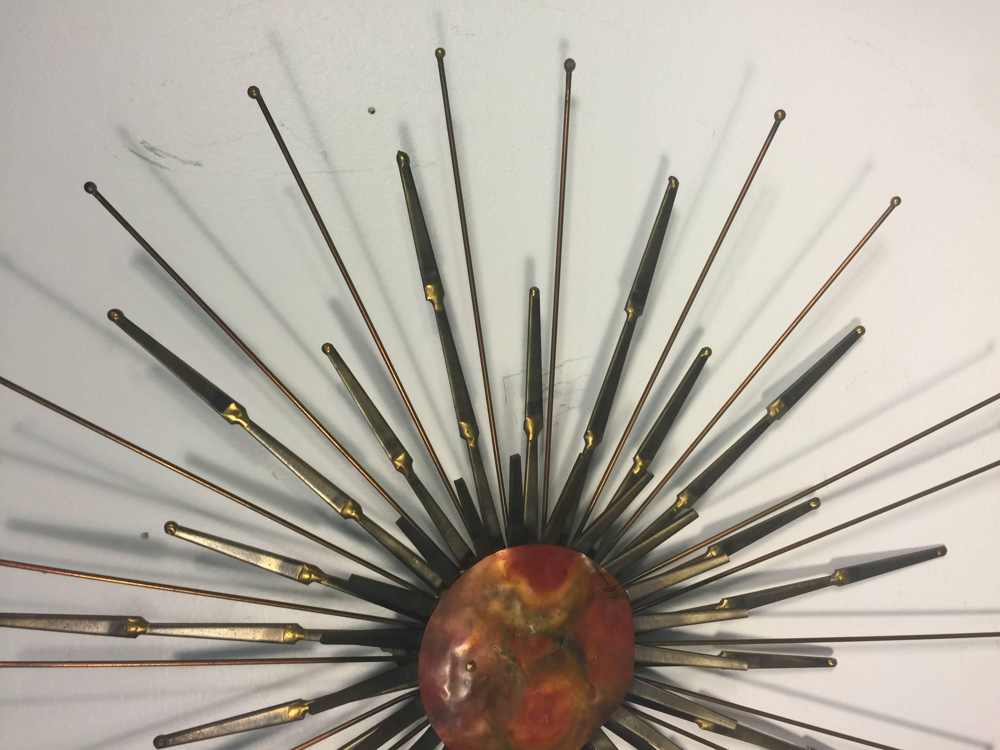 Modern Striking Sunburst Wall-Mounted Sculpture by Curtis Jere