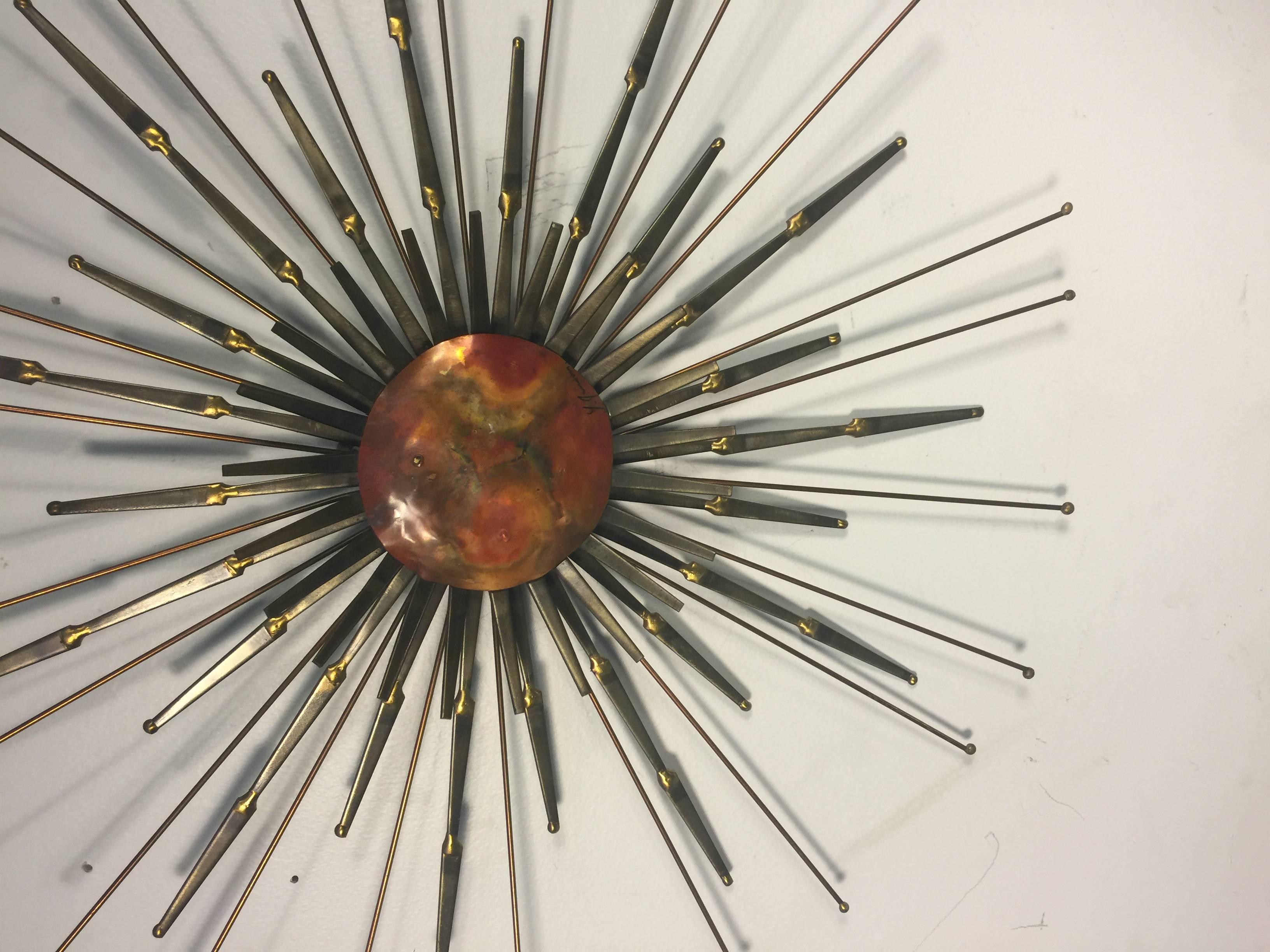 Striking Sunburst Wall-Mounted Sculpture by Curtis Jere In Good Condition In Mount Penn, PA