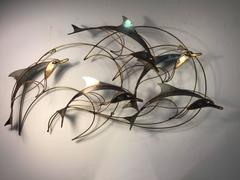 Wonderful Dolphin Wall-Mounted Sculpture by Curtis Jere