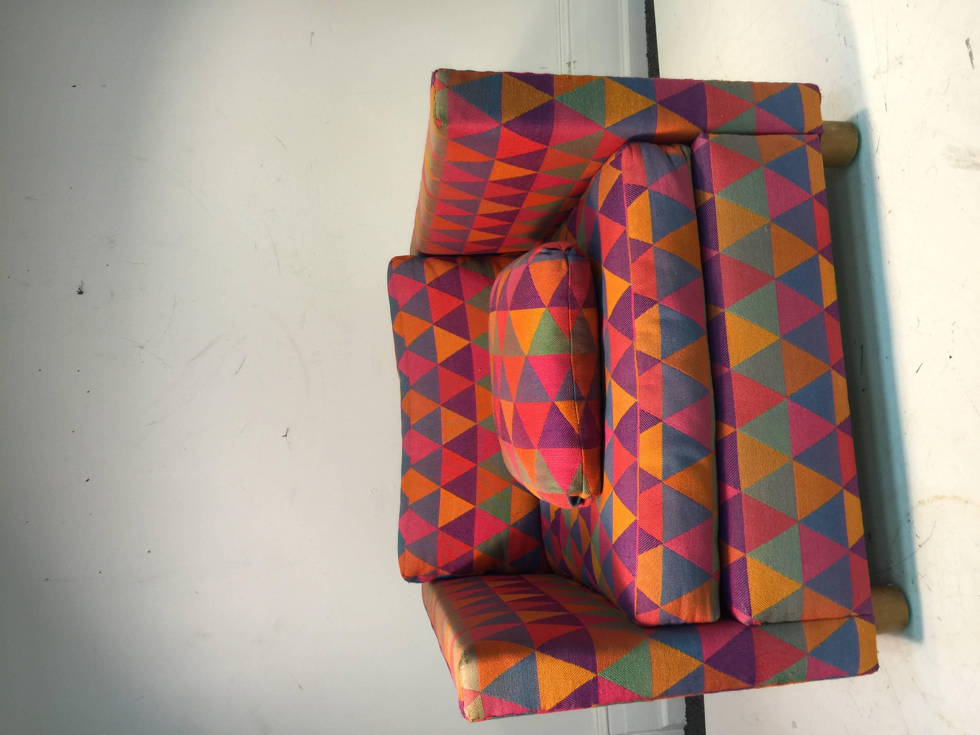 20th Century Fabulous Pair of Club Chairs Attributed to Harvey Probber in Larsen Fabric For Sale