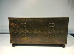 Stunning Sarreid Brass Studded Chest of Drawers or Trunk