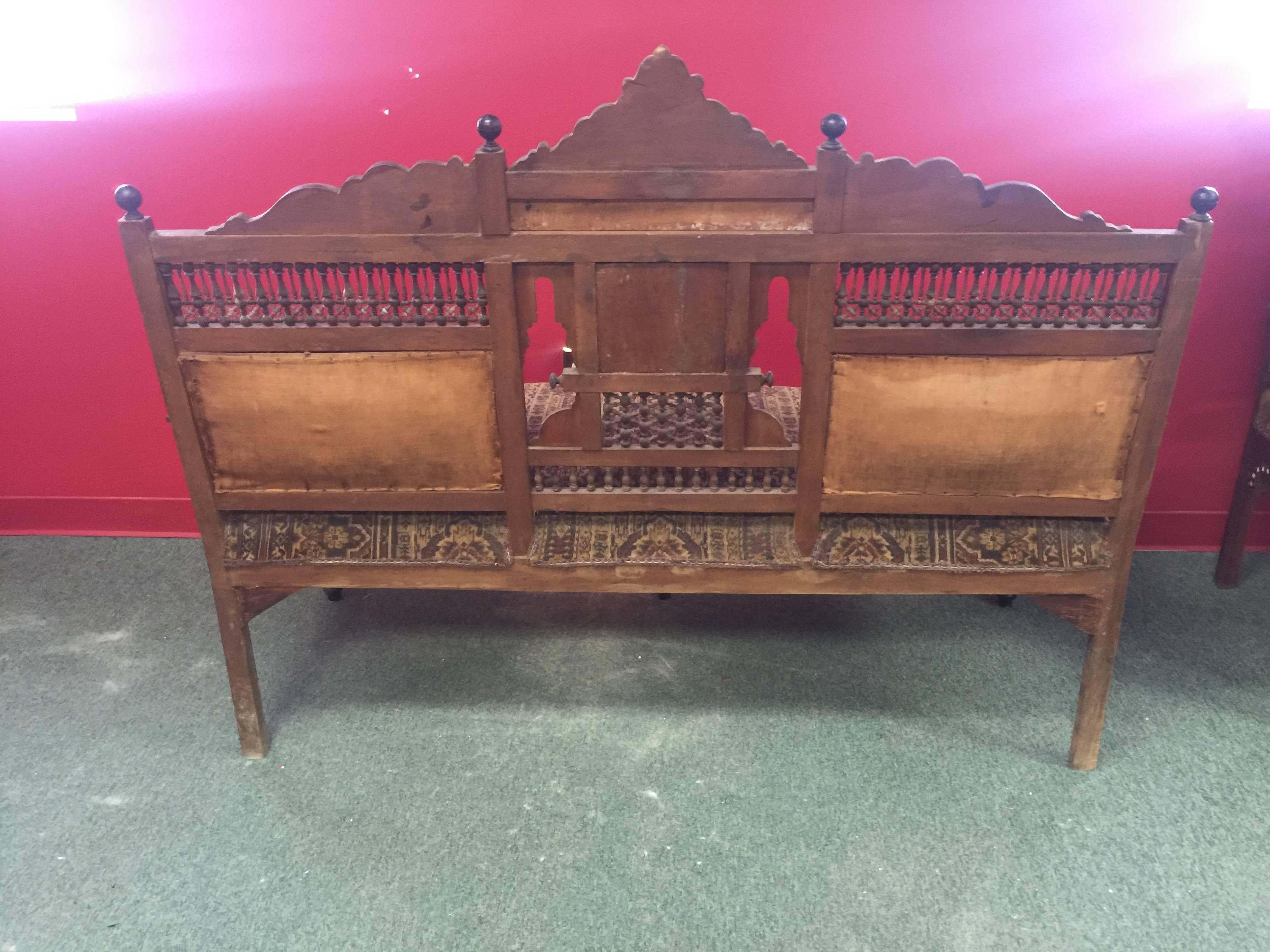 Pair of Outstanding 19th Century Moorish Settee in the Manner of Bugatti For Sale 1