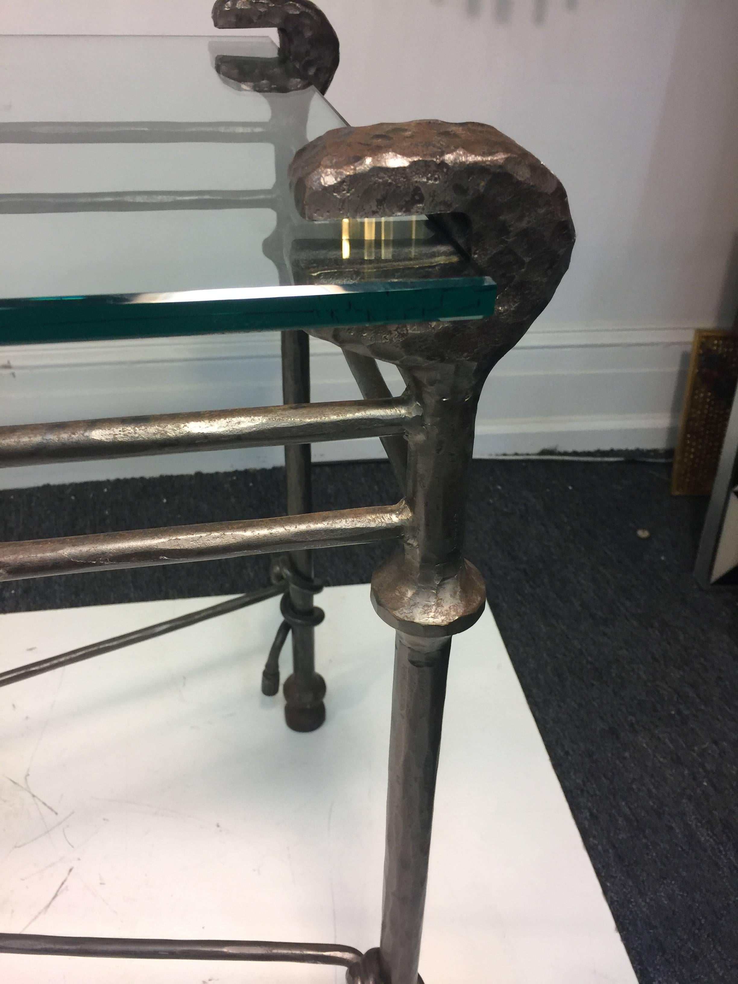 Italian Hammered Iron Hall Table in the Manner of Diego Giacometti  For Sale