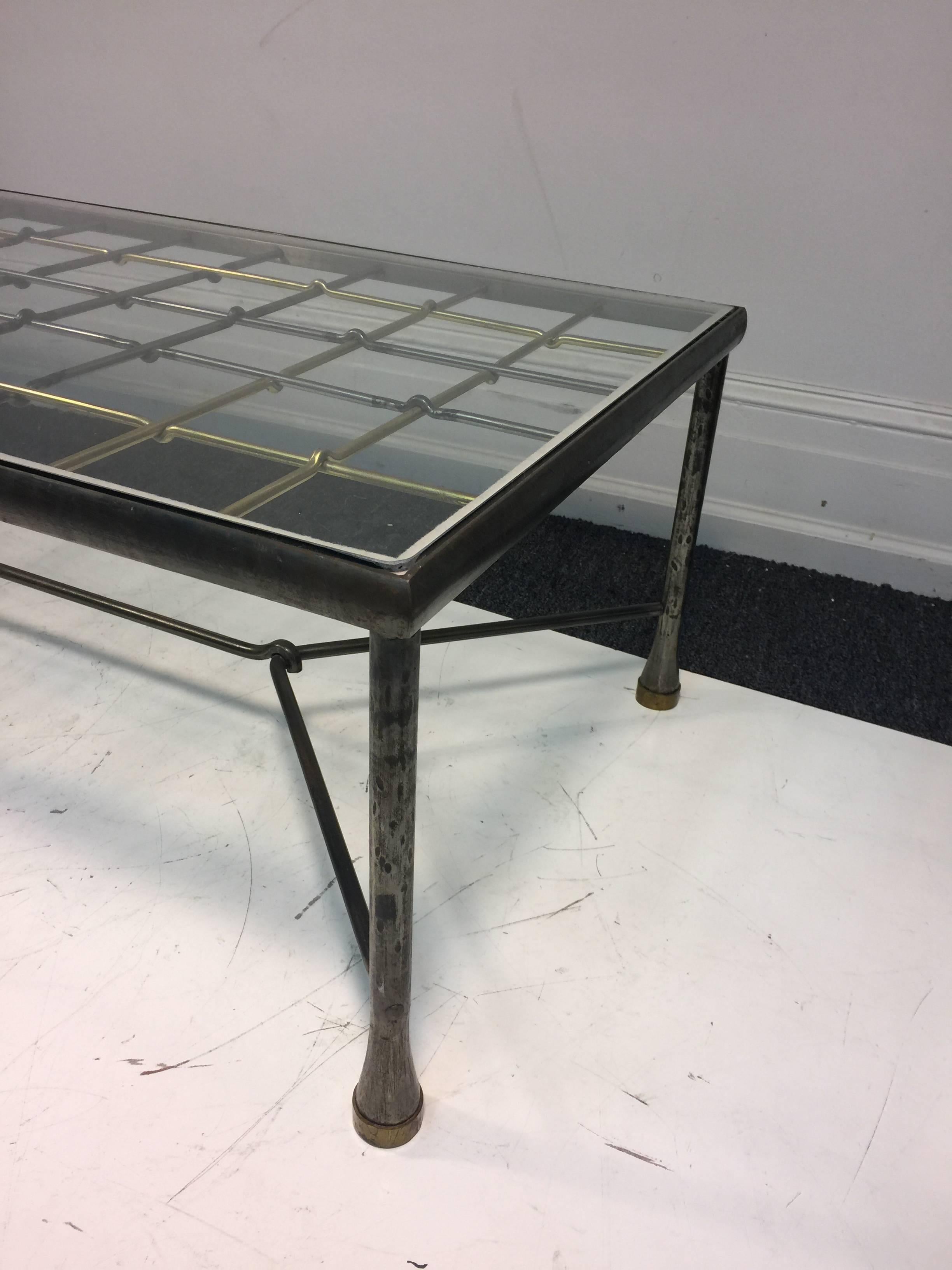 Marvelous Mixed-Metal Coffee or Cocktail Table in the Manner of Giacometti In Good Condition For Sale In Mount Penn, PA