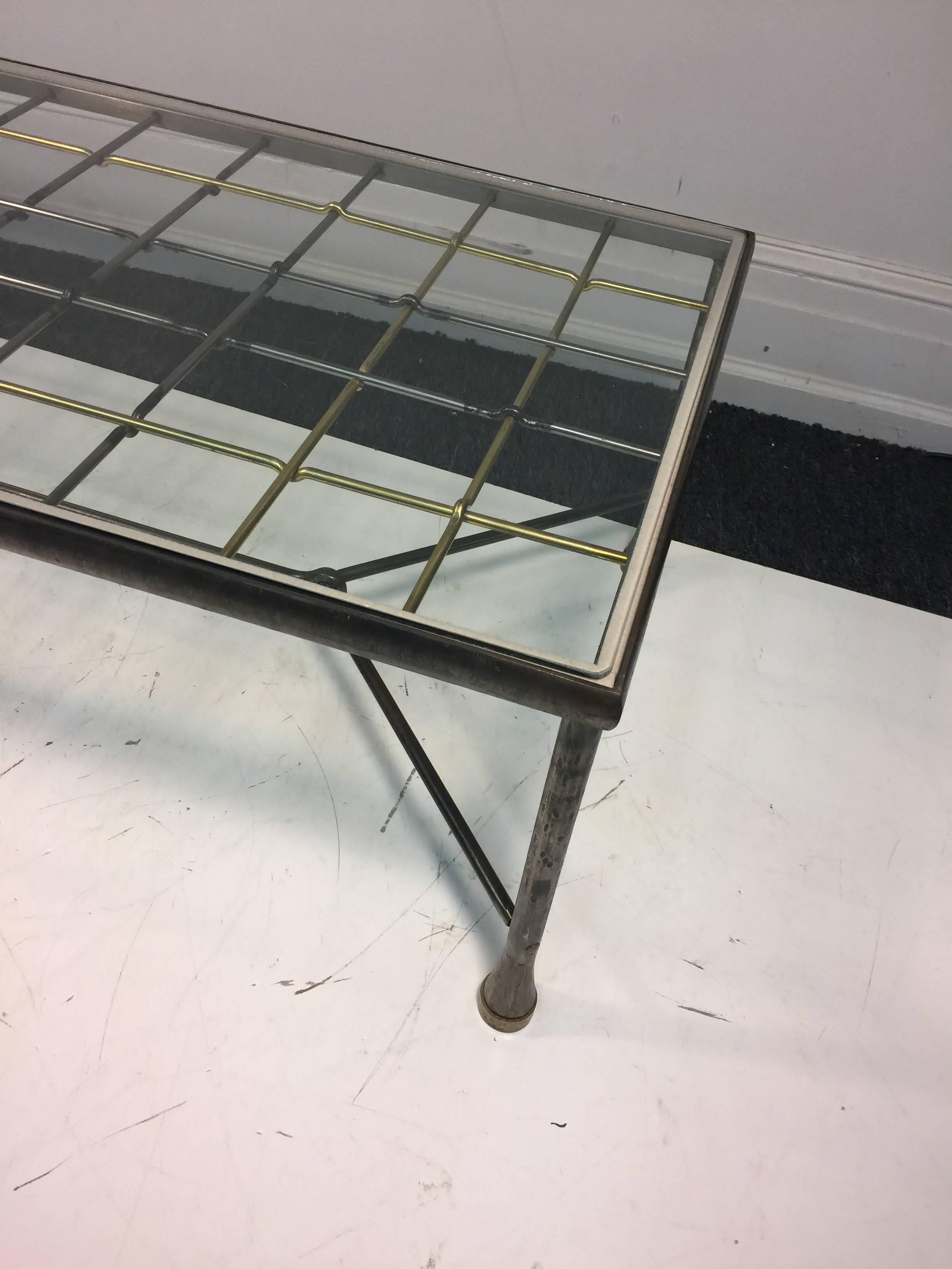 20th Century Marvelous Mixed-Metal Coffee or Cocktail Table in the Manner of Giacometti For Sale