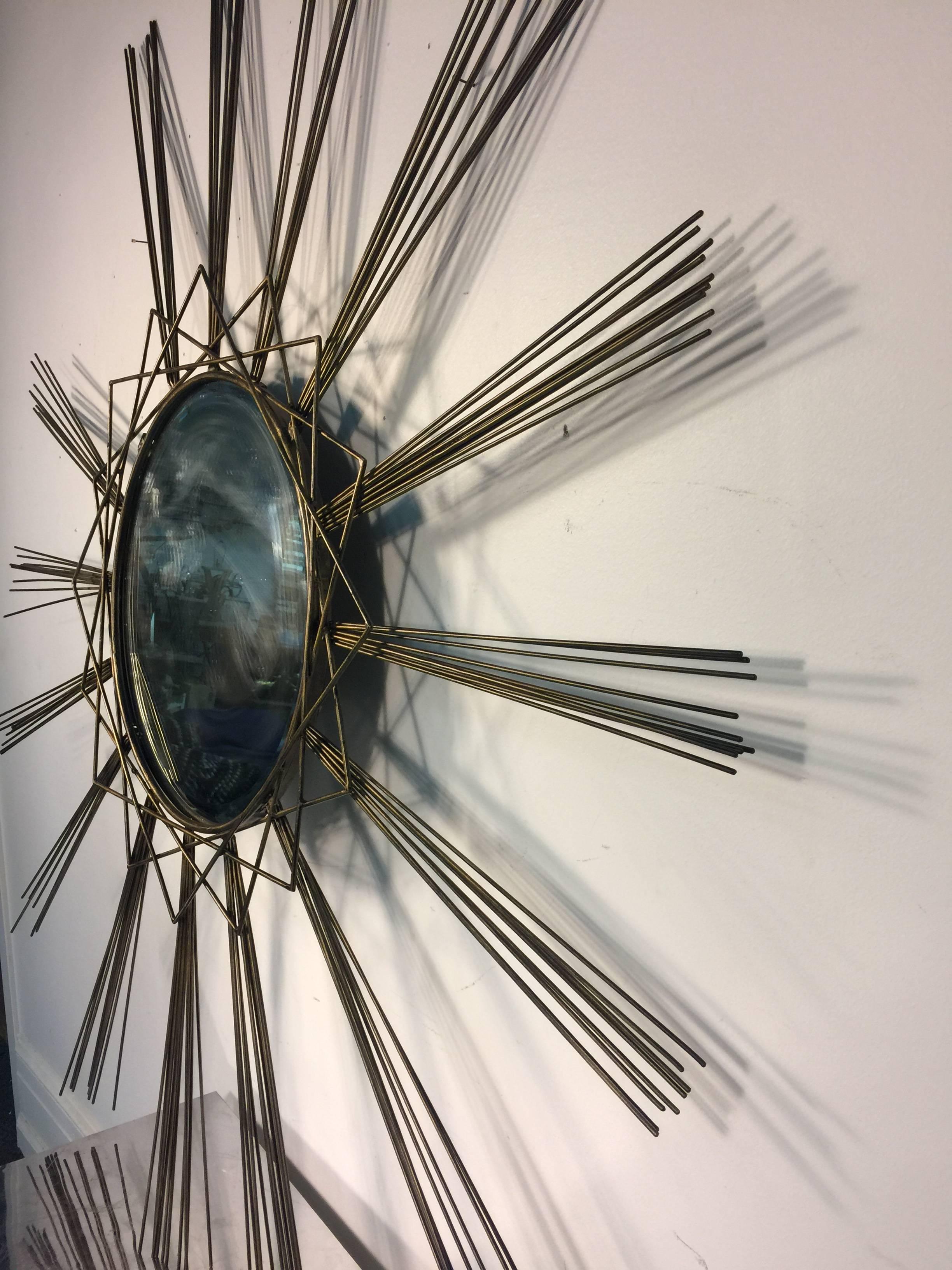 Great Sunburst Wall Mirror or Sculpture with Brutalist Design In Good Condition For Sale In Mount Penn, PA