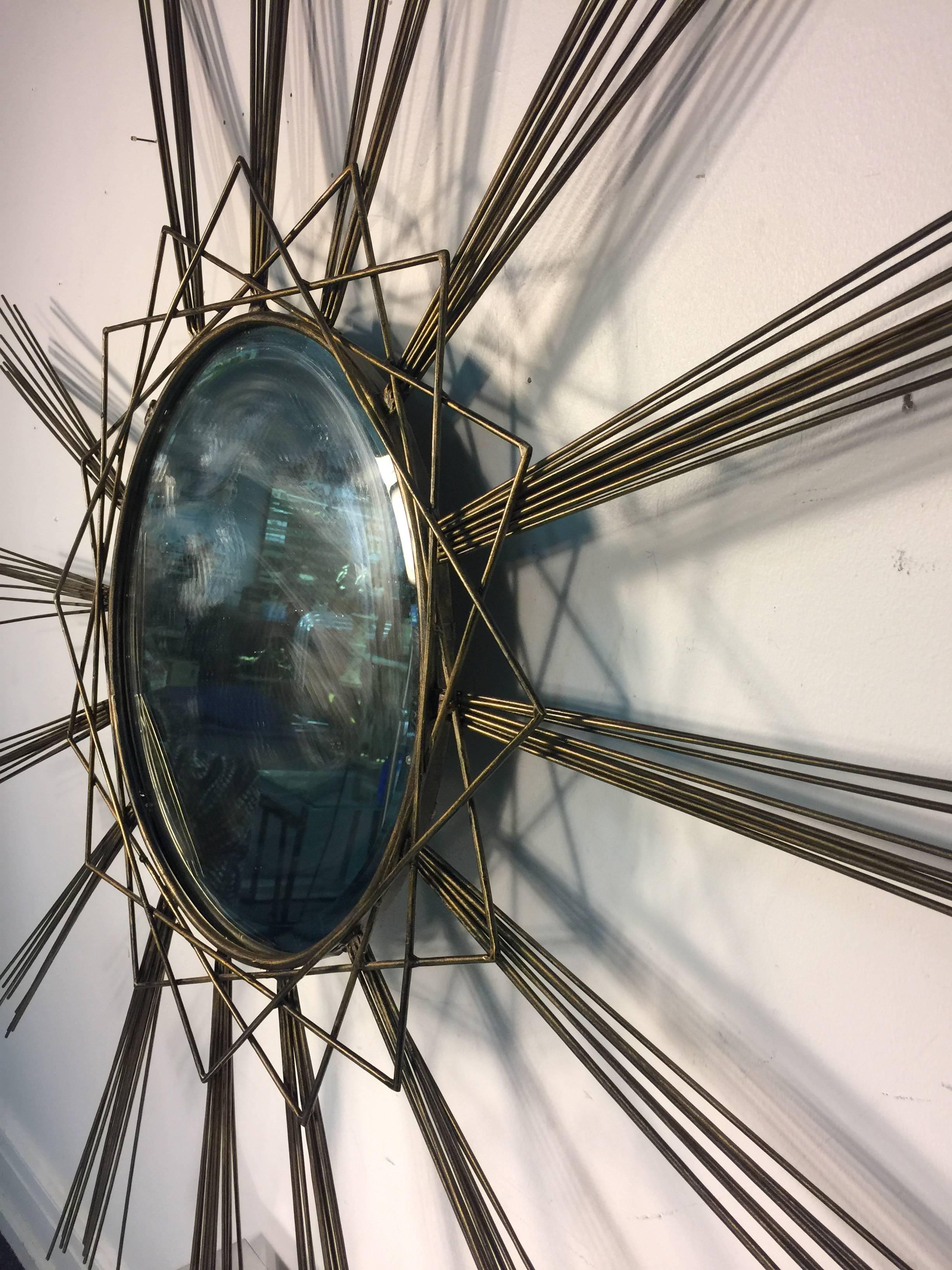 Great Sunburst Wall Mirror or Sculpture with Brutalist Design For Sale 1