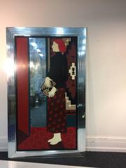 Exceptional Art Deco Revival Reverse Painted Mirror with Southwestern Accents