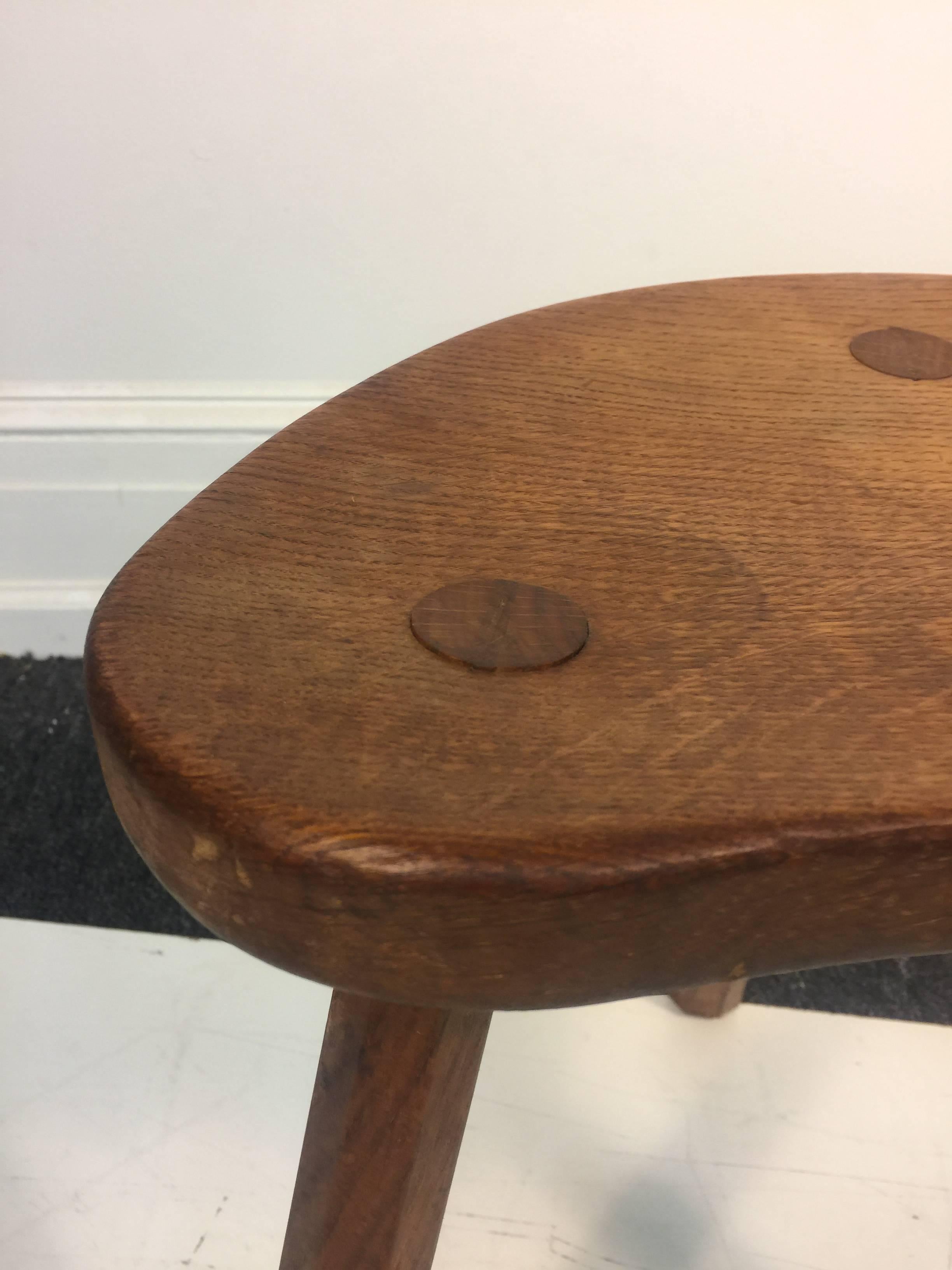 Wood Very Rare and Fantastic Set of Three Robert Mouseman Thompson Milking Stools For Sale