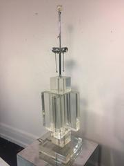 Sensational Set of Two Solid Lucite Table Lamps