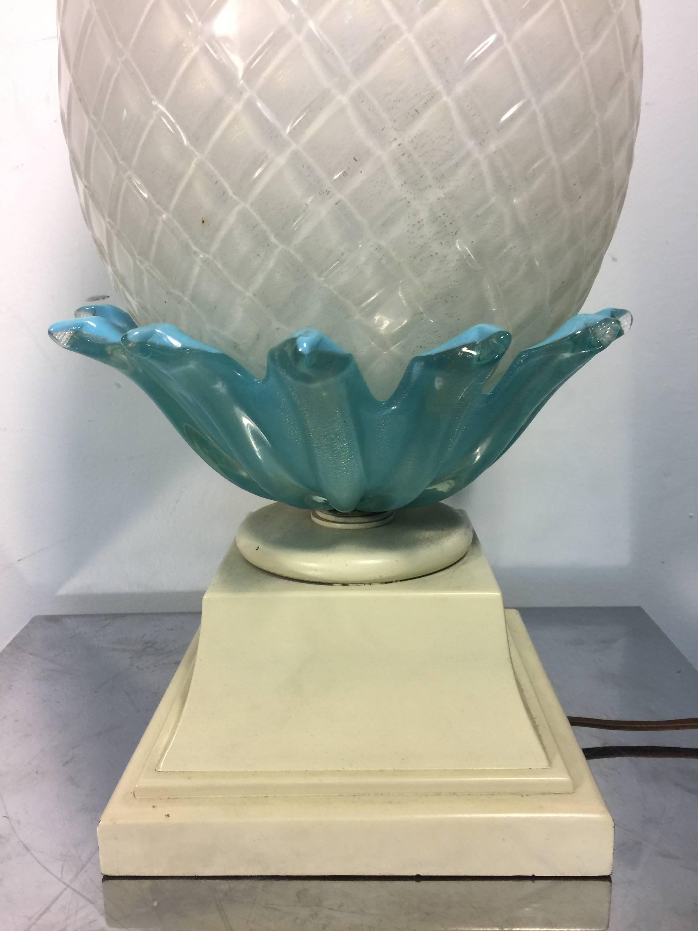 Modern Sensational Murano Glass Pineapple Form Table Lamp by Seguso For Sale