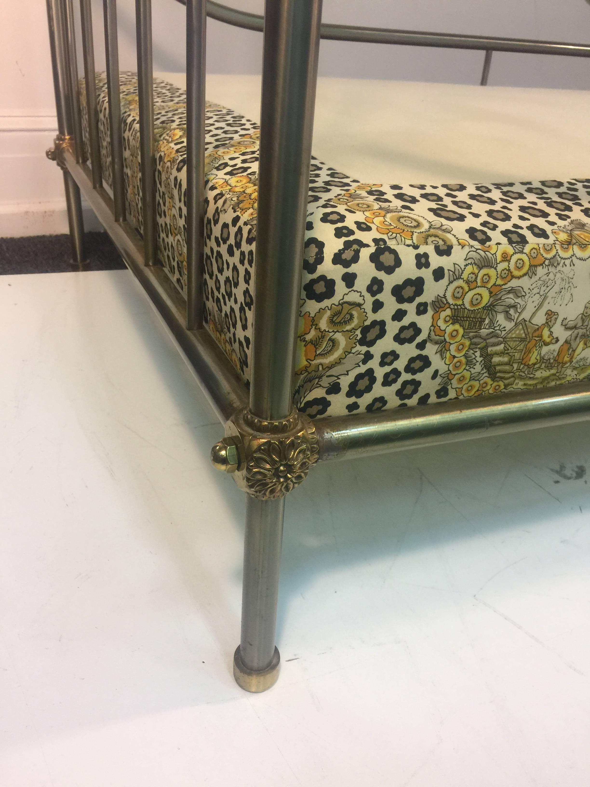 20th Century Exceptional Steel and Brass French Daybed by Maison Jansen with Fine Details For Sale