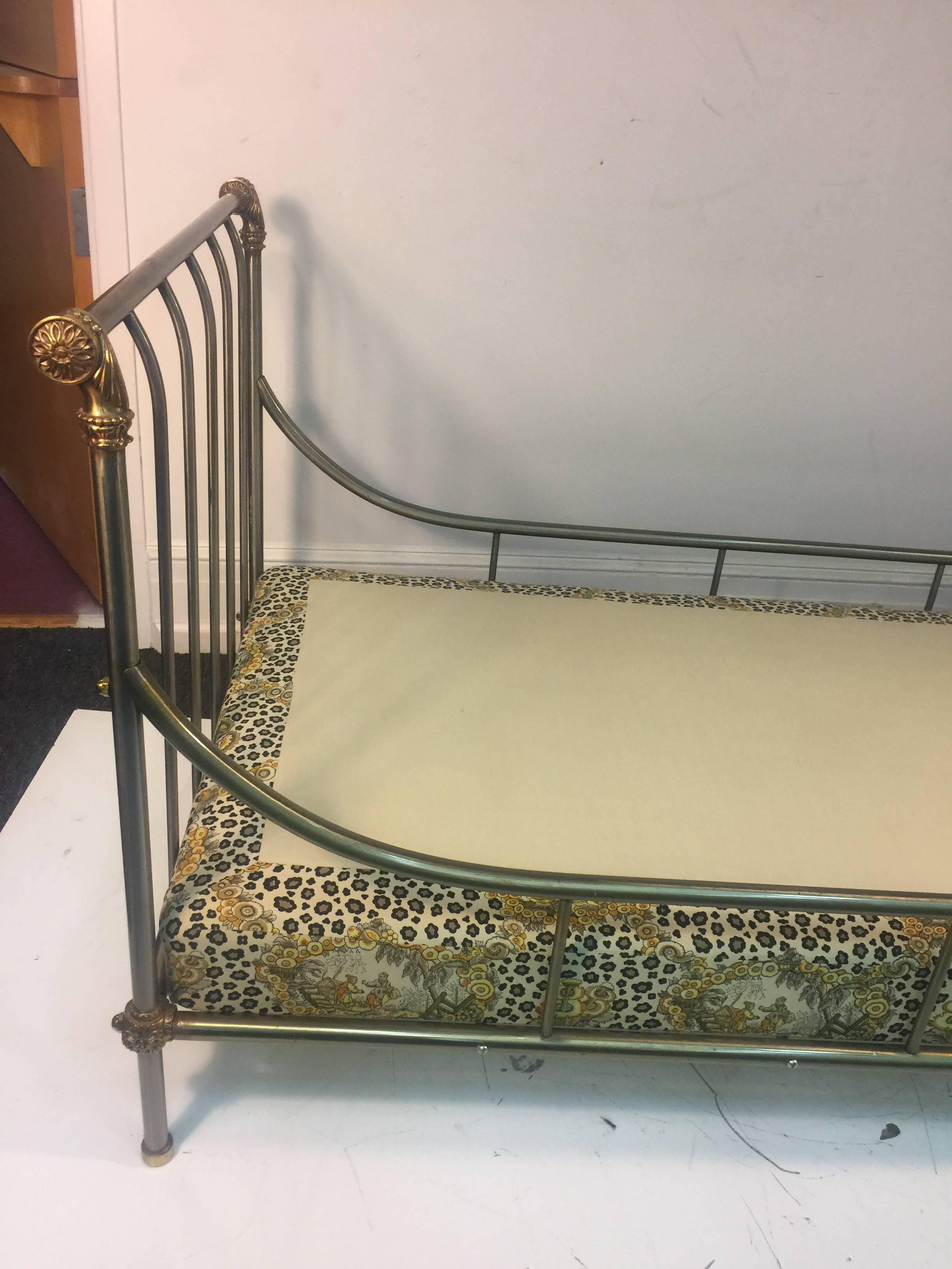 Modern Exceptional Steel and Brass French Daybed by Maison Jansen with Fine Details For Sale